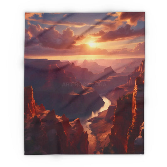 Sunset Canyon Arctic Fleece Blanket - Cozy Throw Mountain Decor Gift for Nature Lovers Camping Essential Home Warmth