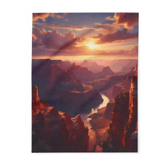Sunset Canyon Arctic Fleece Blanket - Cozy Throw Mountain Decor Gift for Nature Lovers Camping Essential Home Warmth