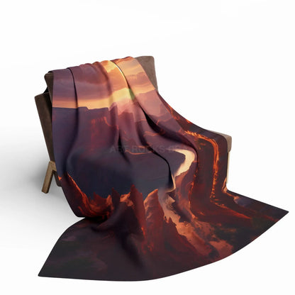 Sunset Canyon Arctic Fleece Blanket - Cozy Throw Mountain Decor Gift for Nature Lovers Camping Essential Home Warmth