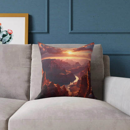 Sunset Canyon View Square Poly Canvas Pillow Cozy Home Decor Gift for Nature Lovers Uplifting Cushion Outdoor Vibes