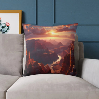Sunset Canyon View Square Poly Canvas Pillow Cozy Home Decor Gift for Nature Lovers Uplifting Cushion Outdoor Vibes