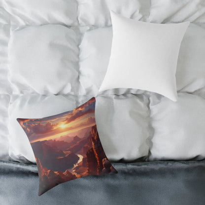 Sunset Canyon View Square Poly Canvas Pillow Cozy Home Decor Gift for Nature Lovers Uplifting Cushion Outdoor Vibes