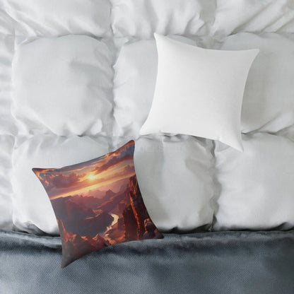 Sunset Canyon View Square Poly Canvas Pillow Cozy Home Decor Gift for Nature Lovers Uplifting Cushion Outdoor Vibes