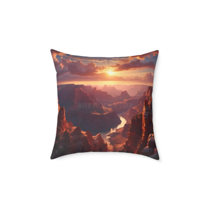 Sunset Canyon View Square Poly Canvas Pillow Cozy Home Decor Gift for Nature Lovers Uplifting Cushion Outdoor Vibes