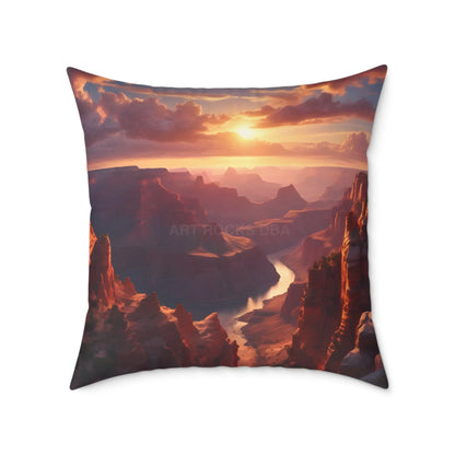 Sunset Canyon View Square Poly Canvas Pillow Cozy Home Decor Gift for Nature Lovers Uplifting Cushion Outdoor Vibes
