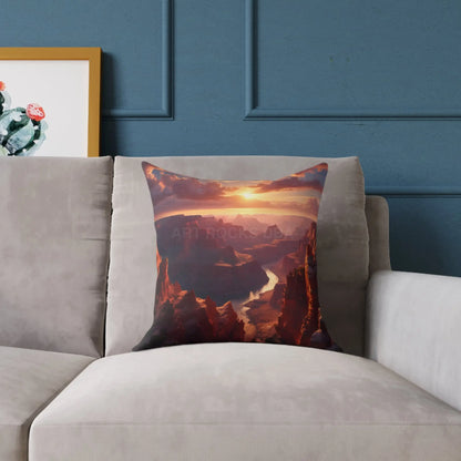 Sunset Canyon View Square Poly Canvas Pillow Cozy Home Decor Gift for Nature Lovers Uplifting Cushion Outdoor Vibes