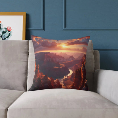 Sunset Canyon View Square Poly Canvas Pillow Cozy Home Decor Gift for Nature Lovers Uplifting Cushion Outdoor Vibes