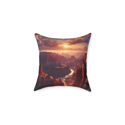 Sunset Canyon View Square Poly Canvas Pillow Cozy Home Decor Gift for Nature Lovers Uplifting Cushion Outdoor Vibes