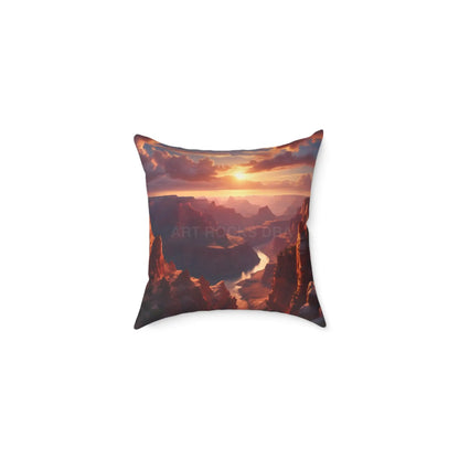 Sunset Canyon View Square Poly Canvas Pillow Cozy Home Decor Gift for Nature Lovers Uplifting Cushion Outdoor Vibes
