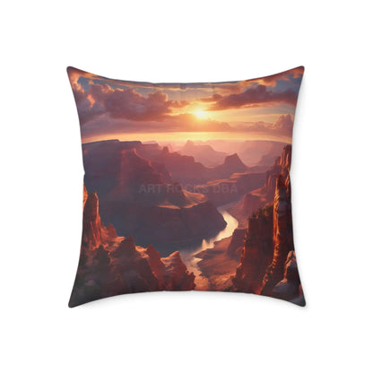Sunset Canyon View Square Poly Canvas Pillow Cozy Home Decor Gift for Nature Lovers Uplifting Cushion Outdoor Vibes