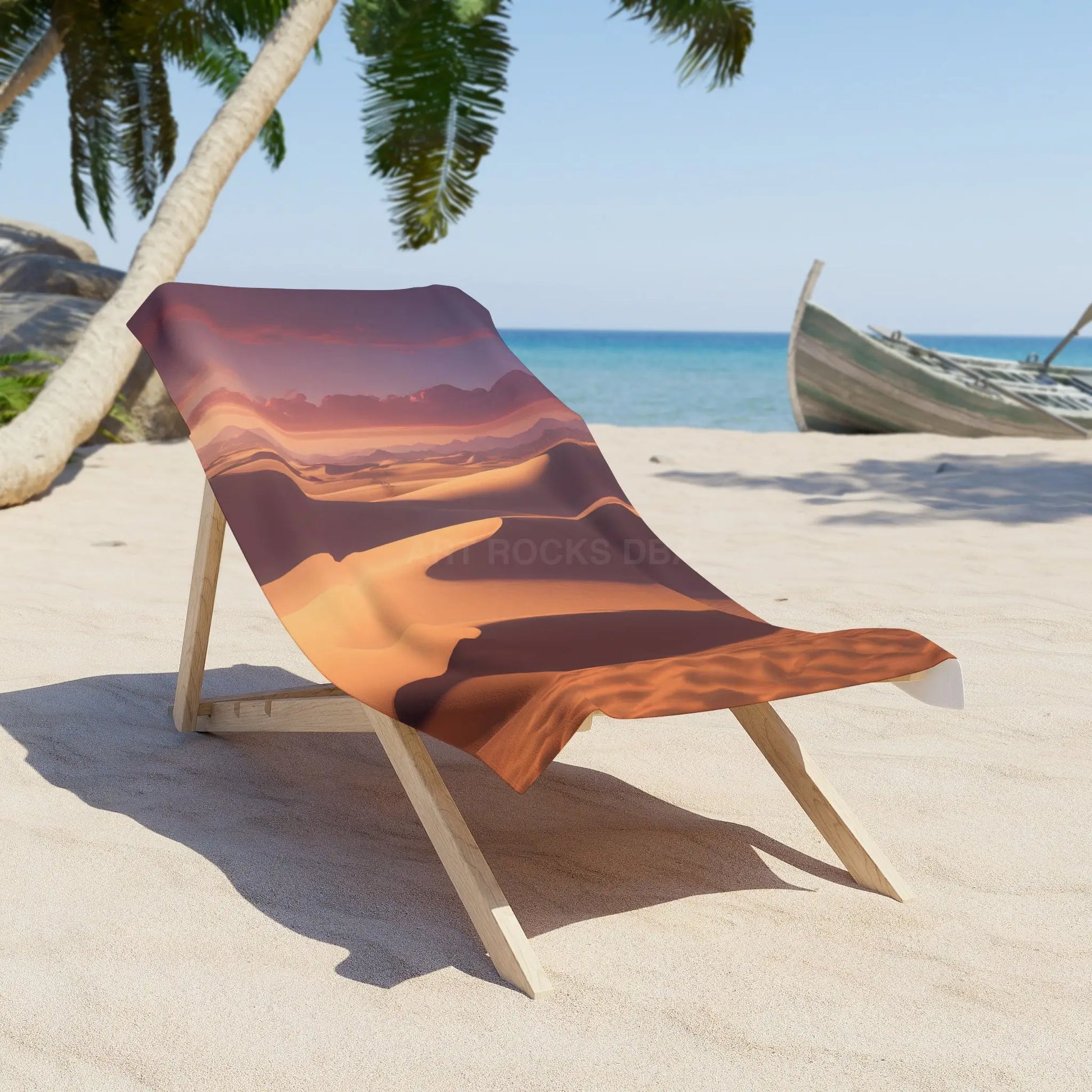 Sunset Dunes Beach Towel — Desert Sunset Landscape Print - 30’’ × 60’’ - Home Decor