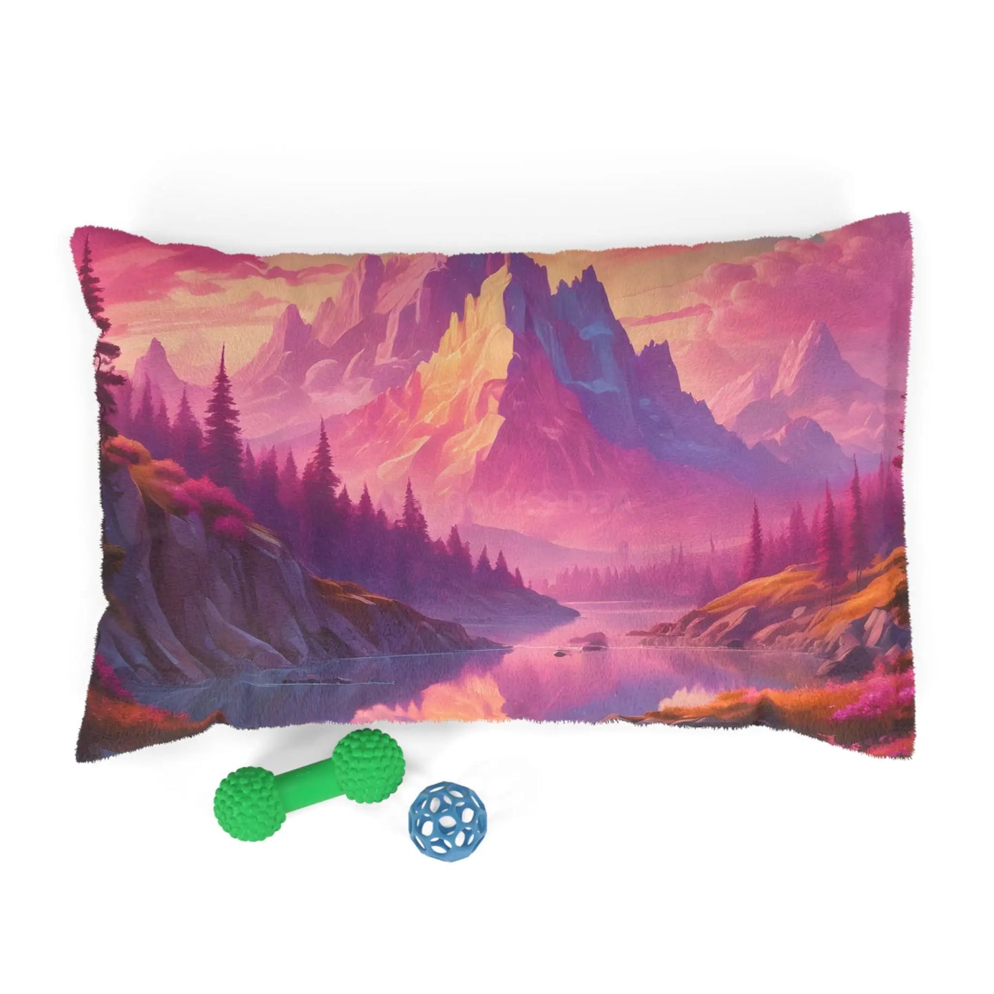 Sunset Mountain Landscape Pet Bed — Cozy Scenic Dog & Cat Pillow - 28’’ × 18’’ - Pets