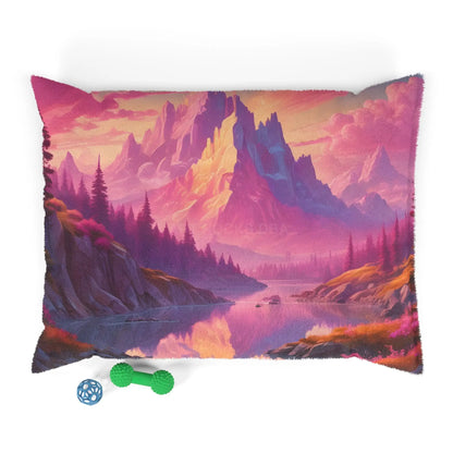 Sunset Mountain Landscape Pet Bed — Cozy Scenic Dog & Cat Pillow - 40’’ × 30’’ - Pets