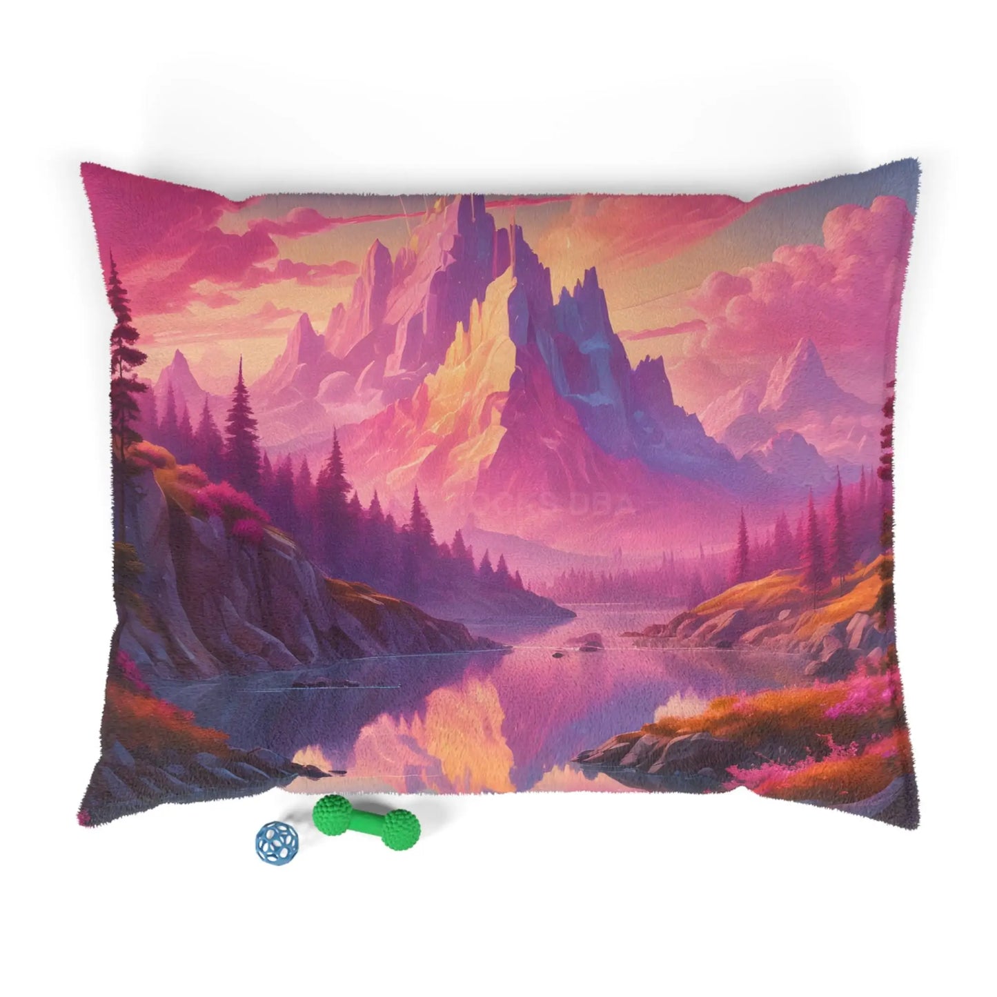 Sunset Mountain Landscape Pet Bed — Cozy Scenic Dog & Cat Pillow - 50’’ × 40’’ - Pets