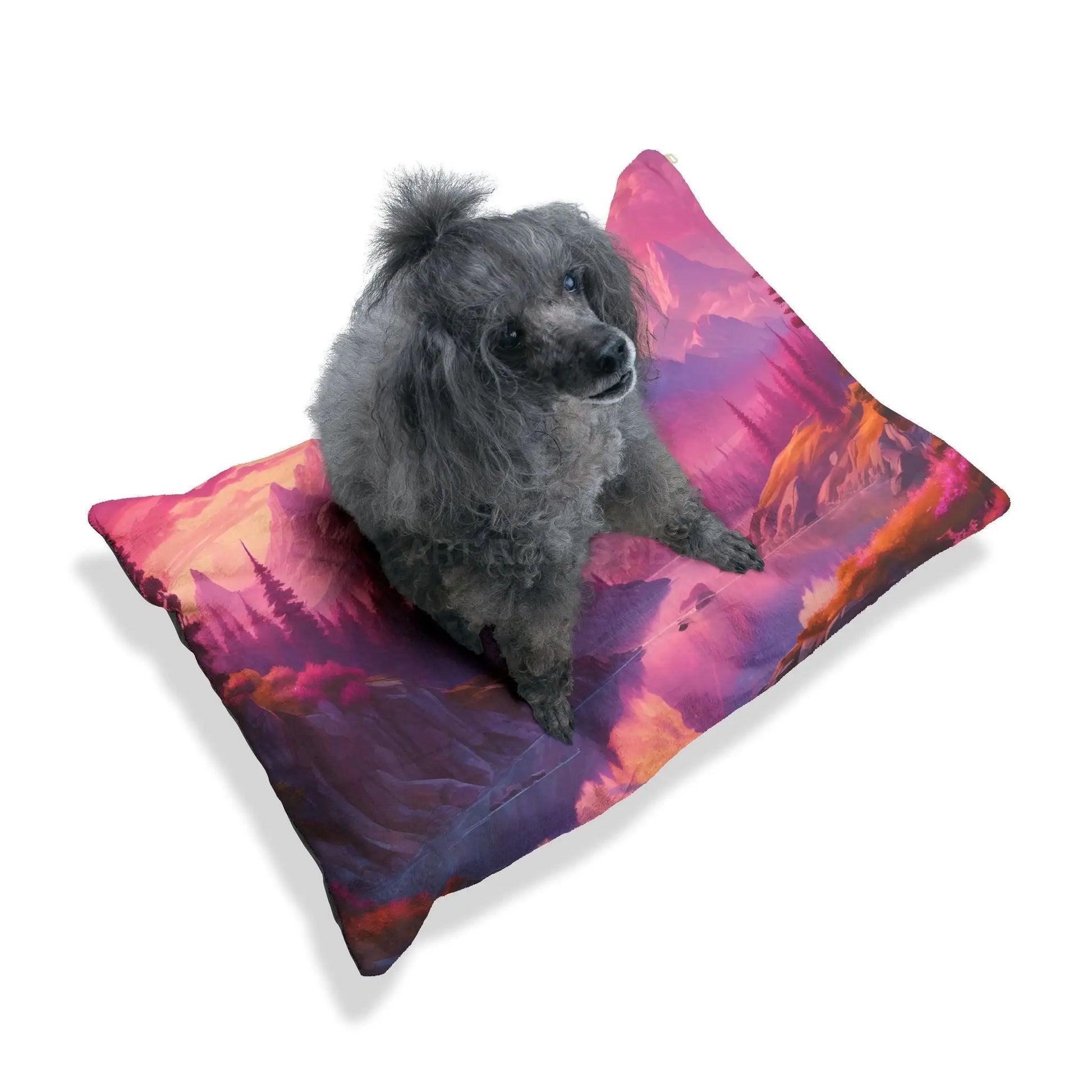 Sunset Mountain Landscape Pet Bed — Cozy Scenic Dog & Cat Pillow - Pets