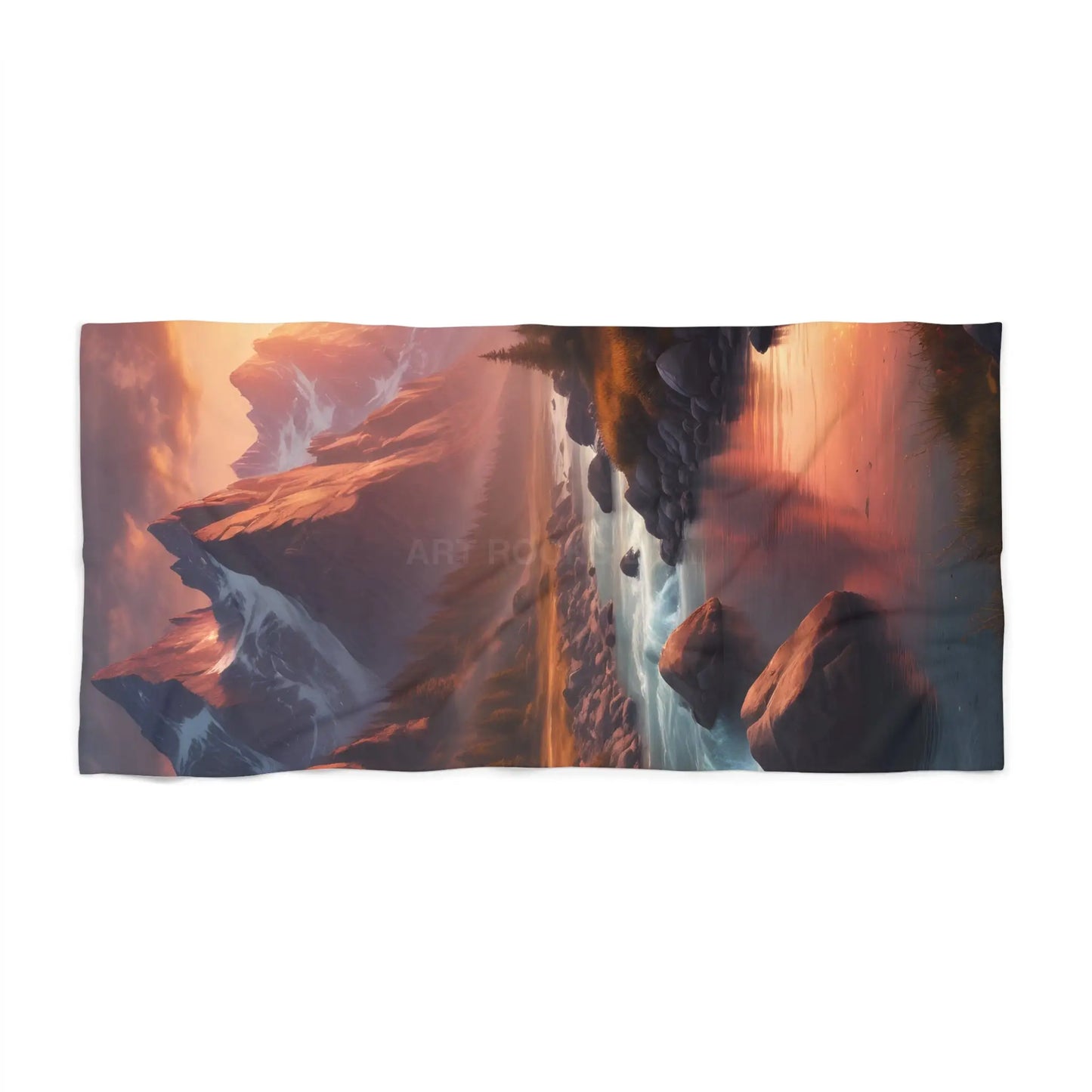 Sunset Mountain River Beach Towel - Home Decor
