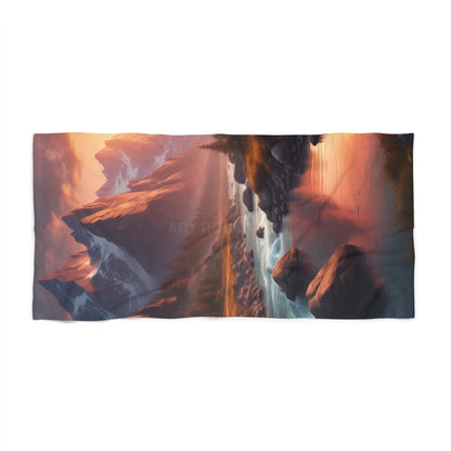 Sunset Mountain River Beach Towel - Home Decor