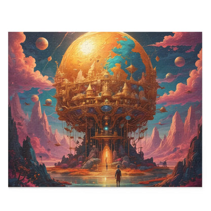 Surreal Golden Orb Fantasy Puzzle — 120/252/500-Piece Sci‑Fi Landscape - 20’’ × 16’’ (500 pcs) - Puzzle