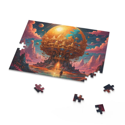 Surreal Golden Orb Fantasy Puzzle — 120/252/500-Piece Sci‑Fi Landscape - Puzzle