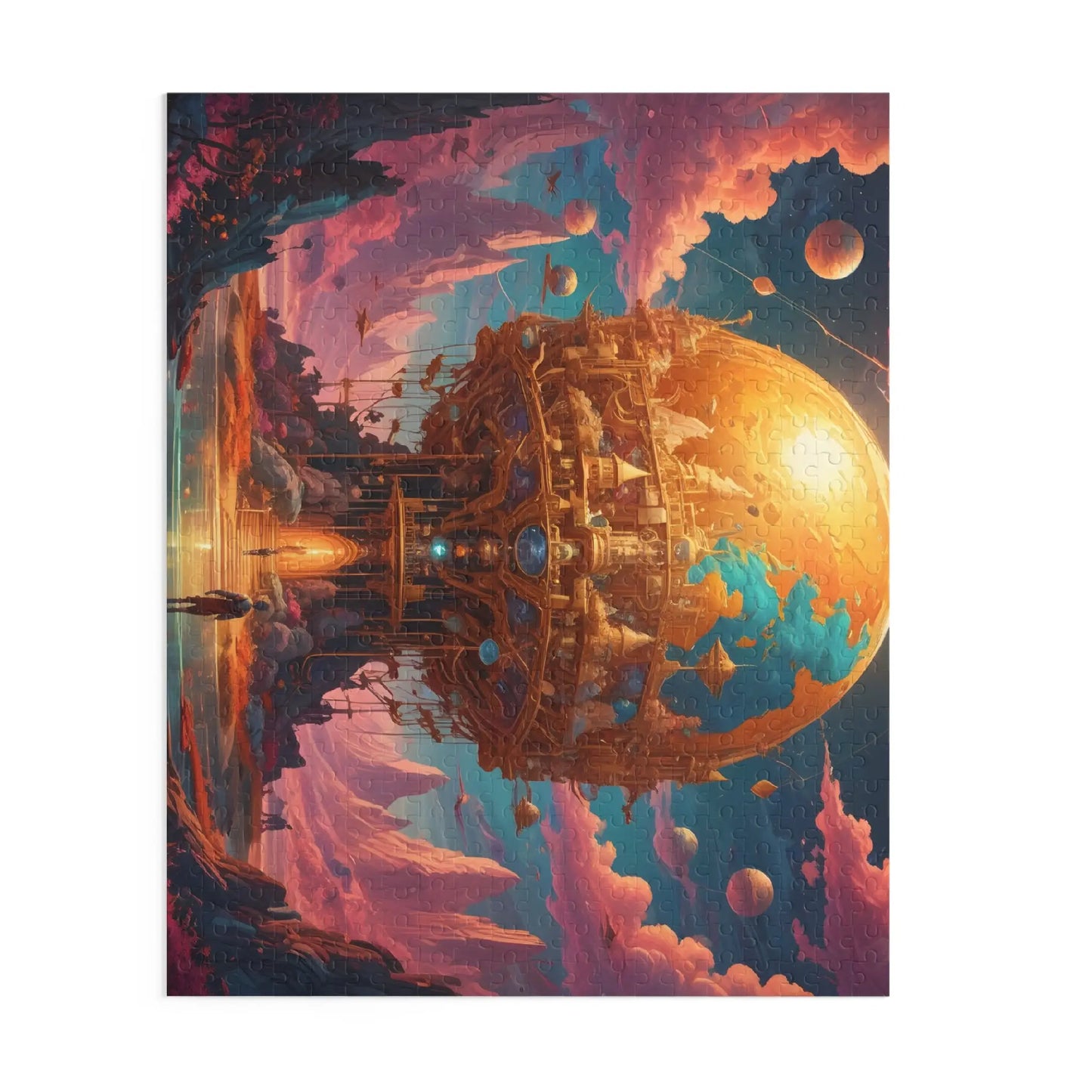 Surreal Golden Orb Fantasy Puzzle — 120/252/500-Piece Sci‑Fi Landscape - Puzzle