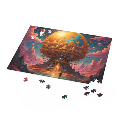Surreal Golden Orb Fantasy Puzzle — 120/252/500-Piece Sci‑Fi Landscape - Puzzle