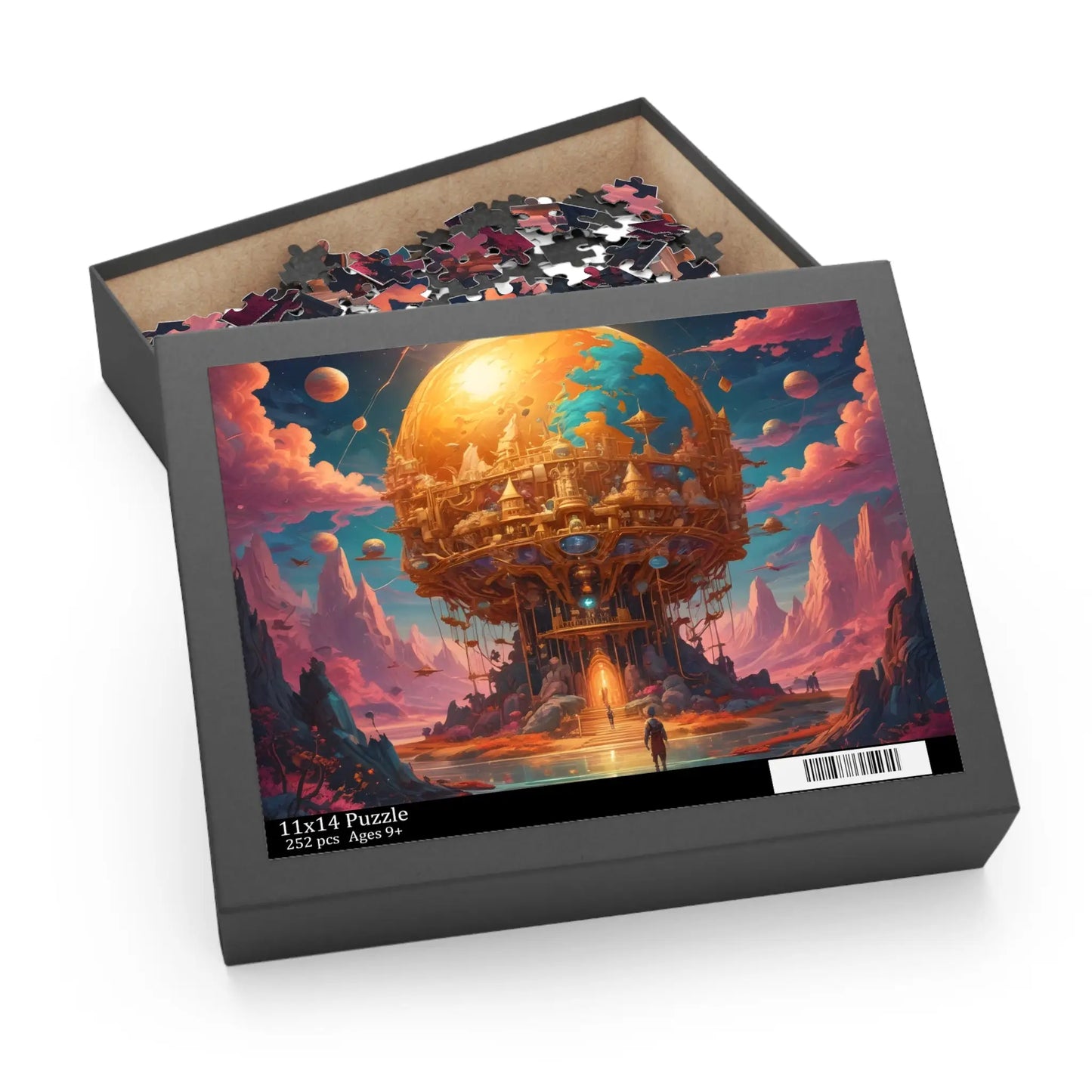 Surreal Golden Orb Fantasy Puzzle — 120/252/500-Piece Sci‑Fi Landscape - Puzzle