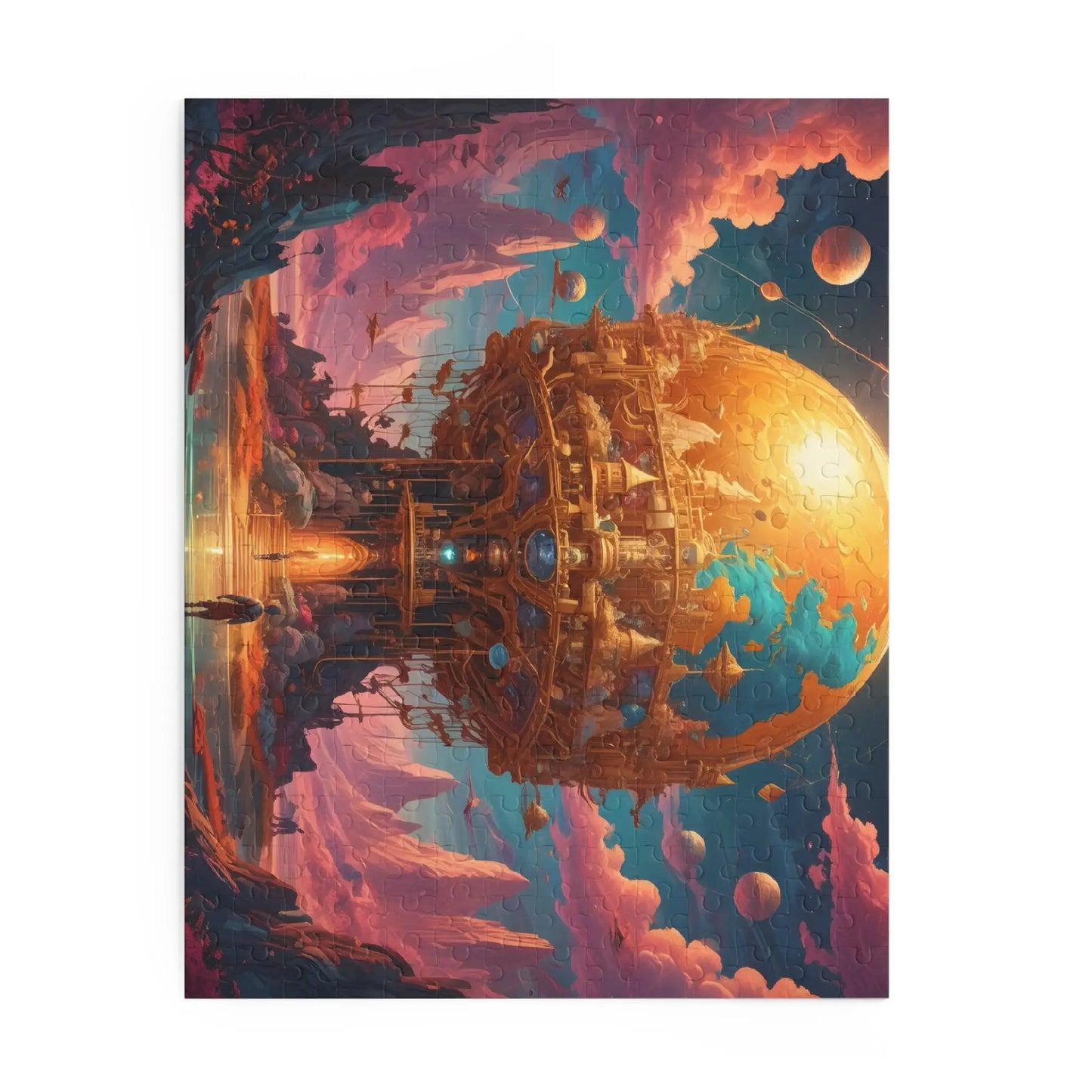 Surreal Golden Orb Fantasy Puzzle — 120/252/500-Piece Sci‑Fi Landscape - Puzzle