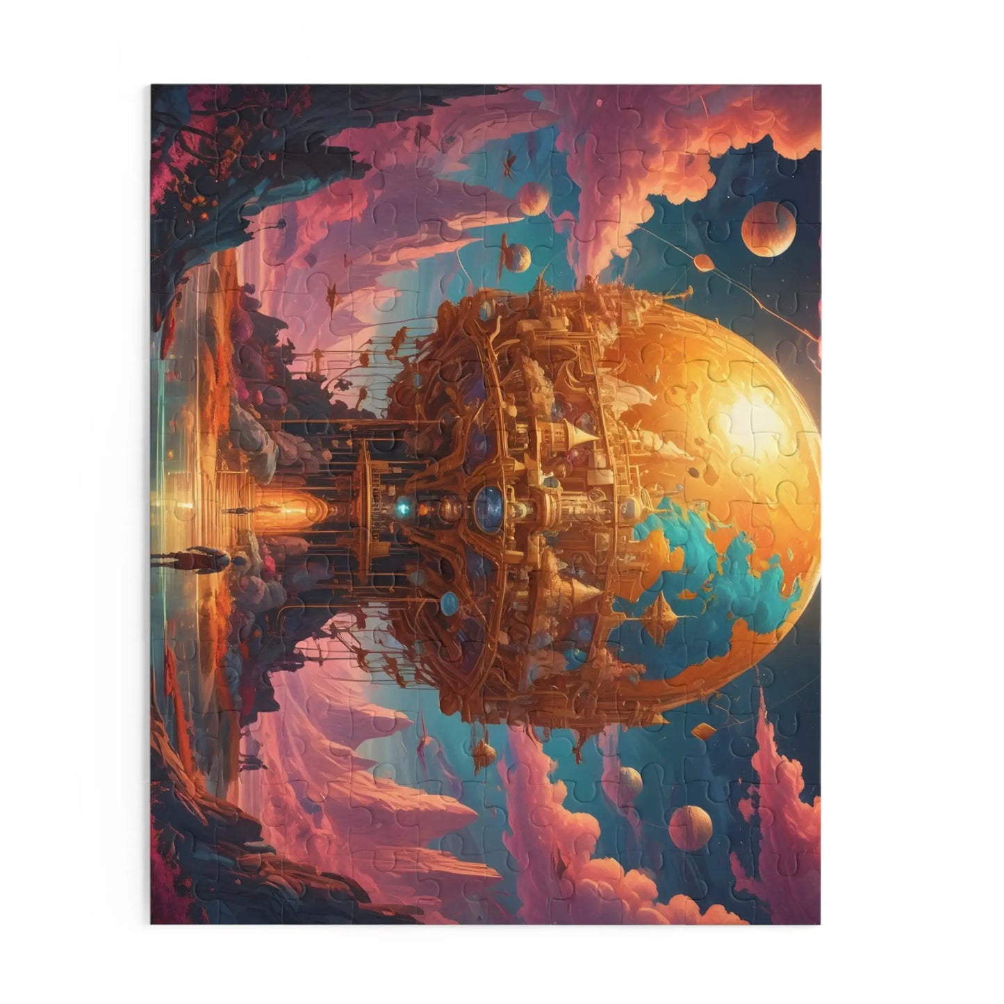 Surreal Golden Orb Fantasy Puzzle — 120/252/500-Piece Sci‑Fi Landscape - Puzzle