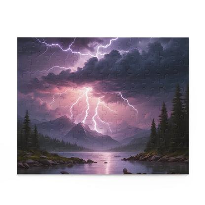 Thunderstorm Lake Puzzle — 120/252/500-Piece Scenic Lightning Jigsaw - Puzzle