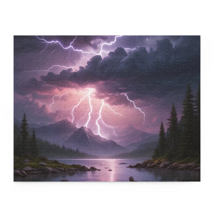 Thunderstorm Lake Puzzle — 120/252/500-Piece Scenic Lightning Jigsaw - 14’’ × 11’’ (252 pcs) - Puzzle