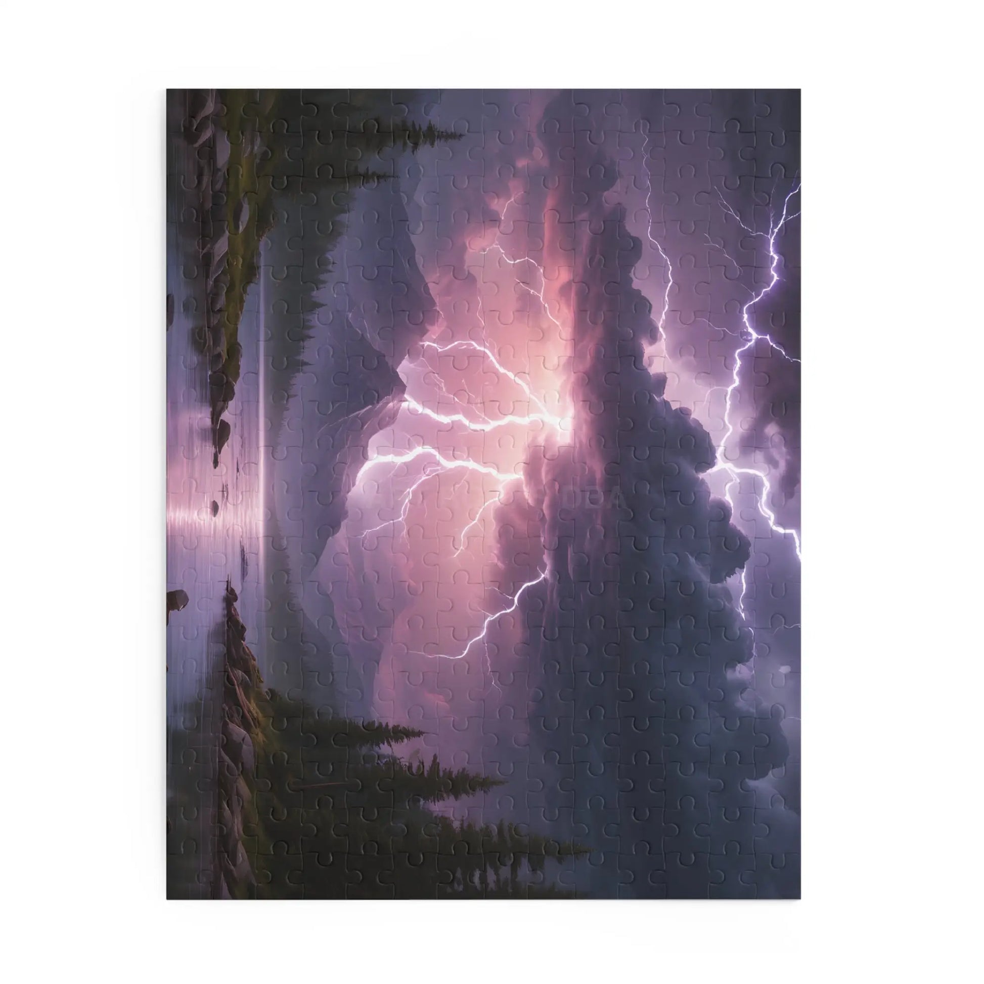 Thunderstorm Lake Puzzle — 120/252/500-Piece Scenic Lightning Jigsaw - Puzzle