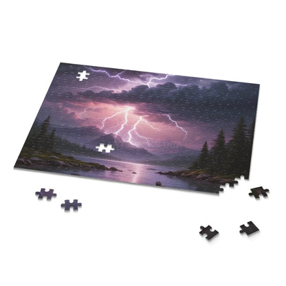 Thunderstorm Lake Puzzle — 120/252/500-Piece Scenic Lightning Jigsaw - Puzzle