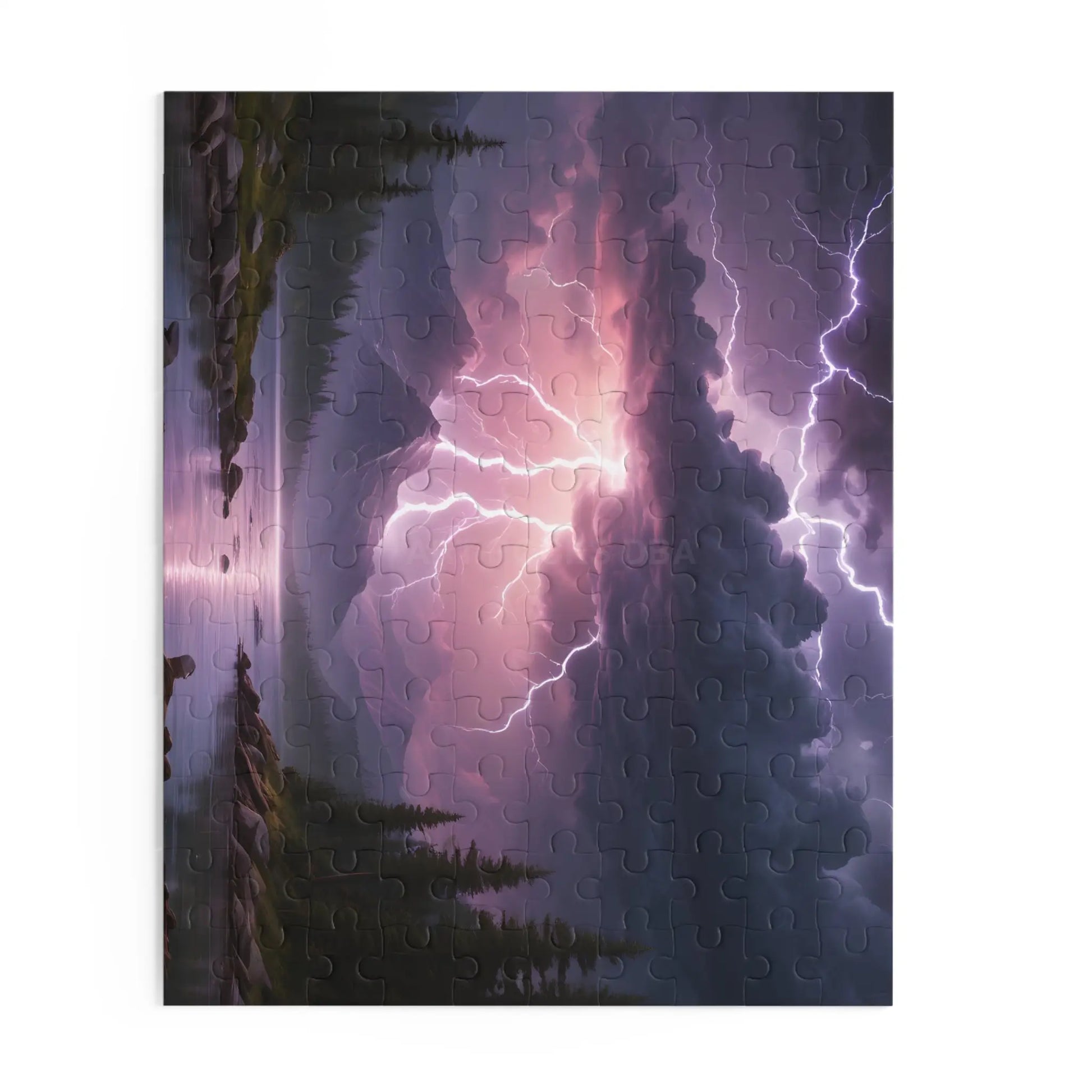 Thunderstorm Lake Puzzle — 120/252/500-Piece Scenic Lightning Jigsaw - Puzzle