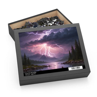 Thunderstorm Lake Puzzle — 120/252/500-Piece Scenic Lightning Jigsaw - Puzzle