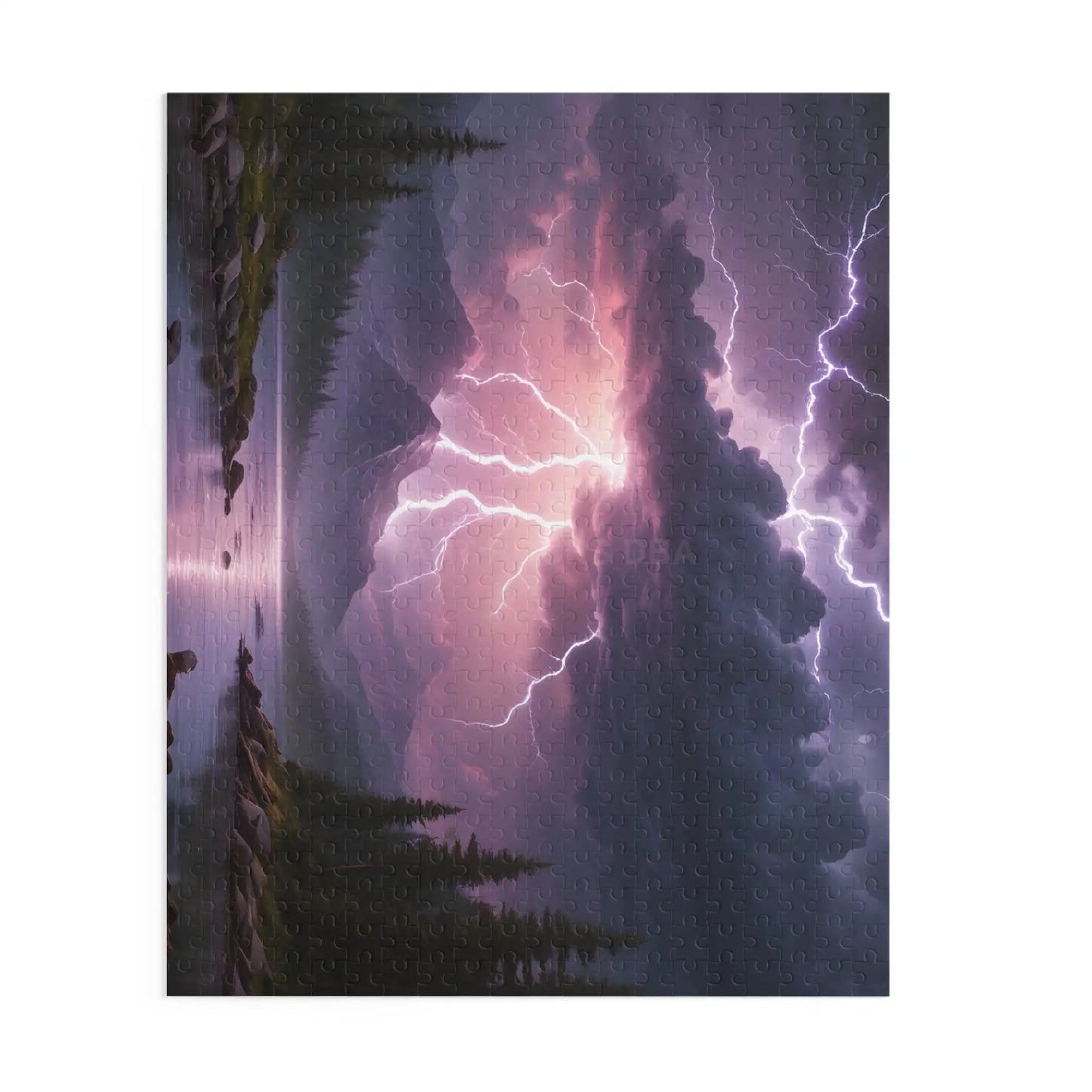 Thunderstorm Lake Puzzle — 120/252/500-Piece Scenic Lightning Jigsaw - Puzzle