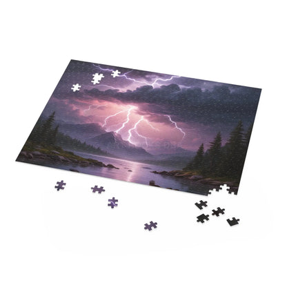 Thunderstorm Lake Puzzle — 120/252/500-Piece Scenic Lightning Jigsaw - Puzzle