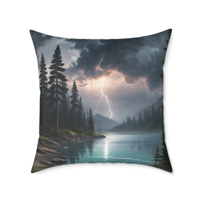 Thunderstorm on The Lake Pillow Cozy Home Decor Rustic Gift Outdoor Vibes Nature Lover’s Accent Cushion - 26’’ × 26’’