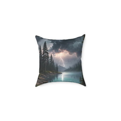 Thunderstorm on The Lake Pillow Cozy Home Decor Rustic Gift Outdoor Vibes Nature Lover’s Accent Cushion - 16’’ × 16’’
