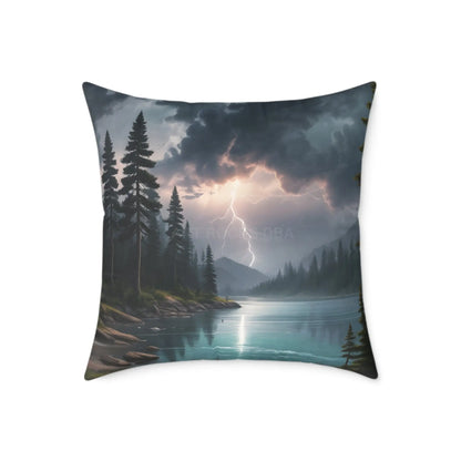 Thunderstorm on The Lake Pillow Cozy Home Decor Rustic Gift Outdoor Vibes Nature Lover’s Accent Cushion - 24’’ × 24’’