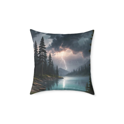 Thunderstorm on The Lake Pillow Cozy Home Decor Rustic Gift Outdoor Vibes Nature Lover’s Accent Cushion - 20’’ × 20’’