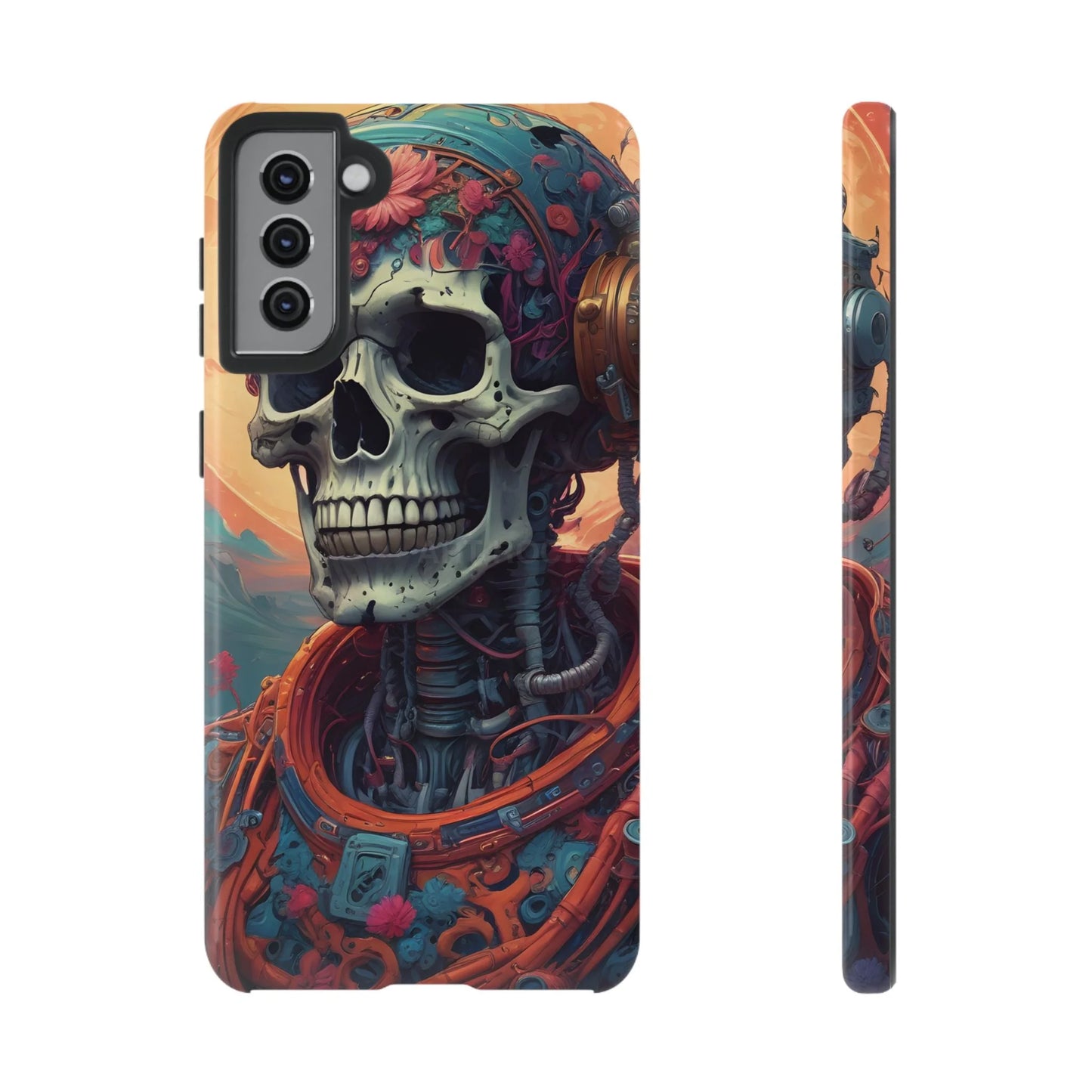 Tough Cases: Artistic Skull Phone Case Unique Design Cover Gothic Aesthetic Gift for Halloween Trendy Accessories