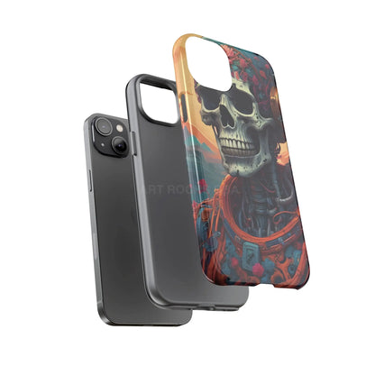 Tough Cases: Artistic Skull Phone Case Unique Design Cover Gothic Aesthetic Gift for Halloween Trendy Accessories