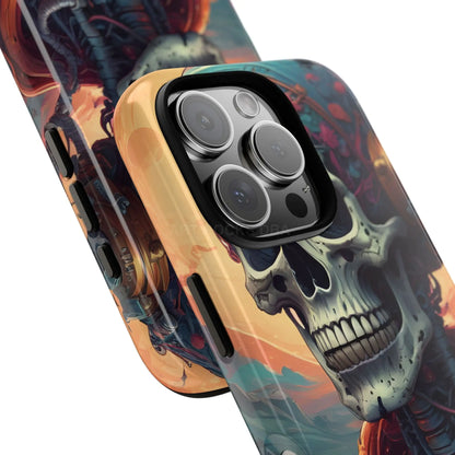 Tough Cases: Artistic Skull Phone Case Unique Design Cover Gothic Aesthetic Gift for Halloween Trendy Accessories