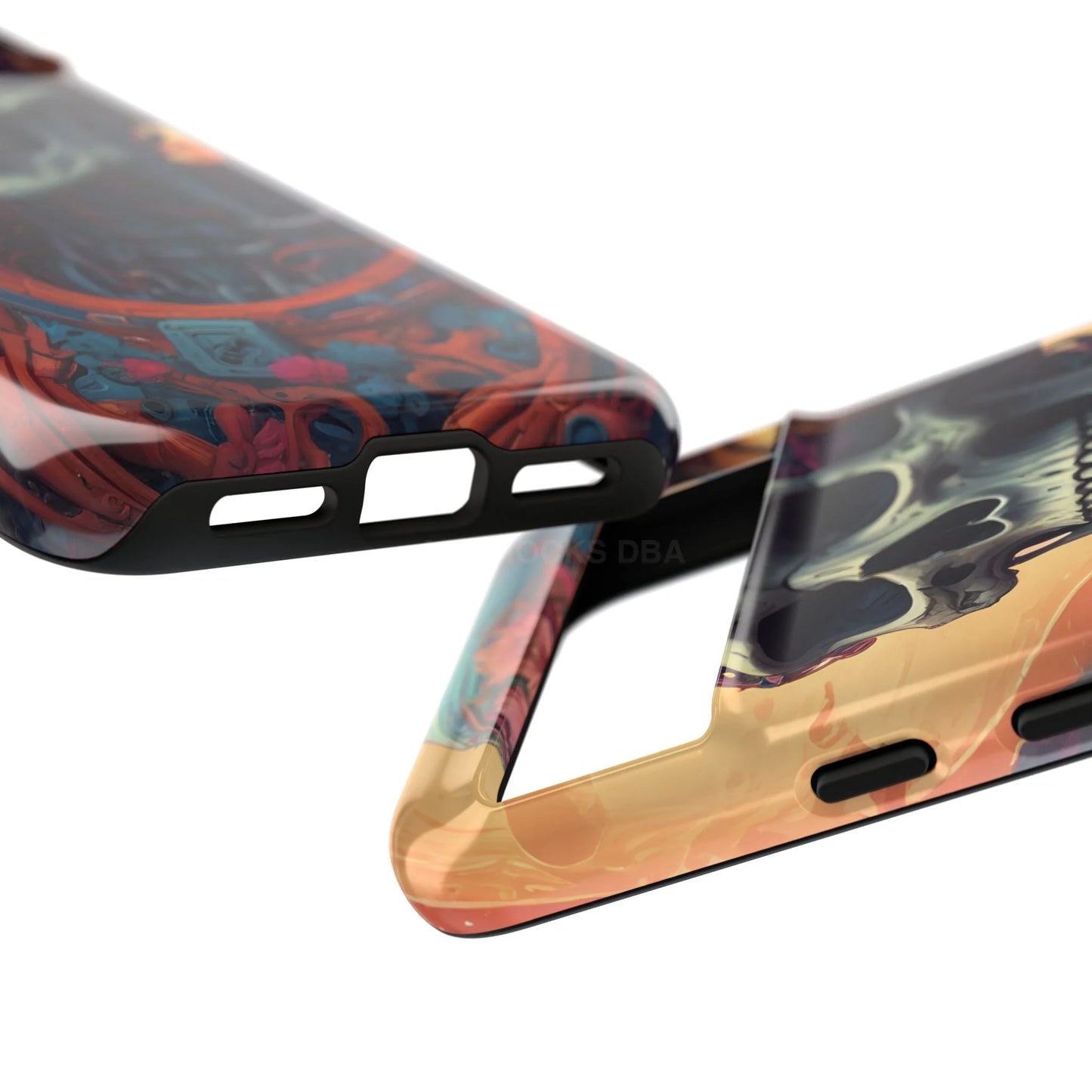 Tough Cases: Artistic Skull Phone Case Unique Design Cover Gothic Aesthetic Gift for Halloween Trendy Accessories