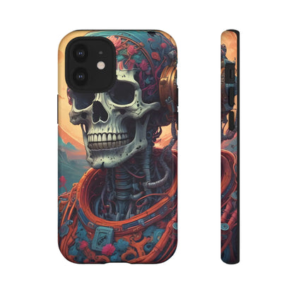 Tough Cases: Artistic Skull Phone Case Unique Design Cover Gothic Aesthetic Gift for Halloween Trendy Accessories