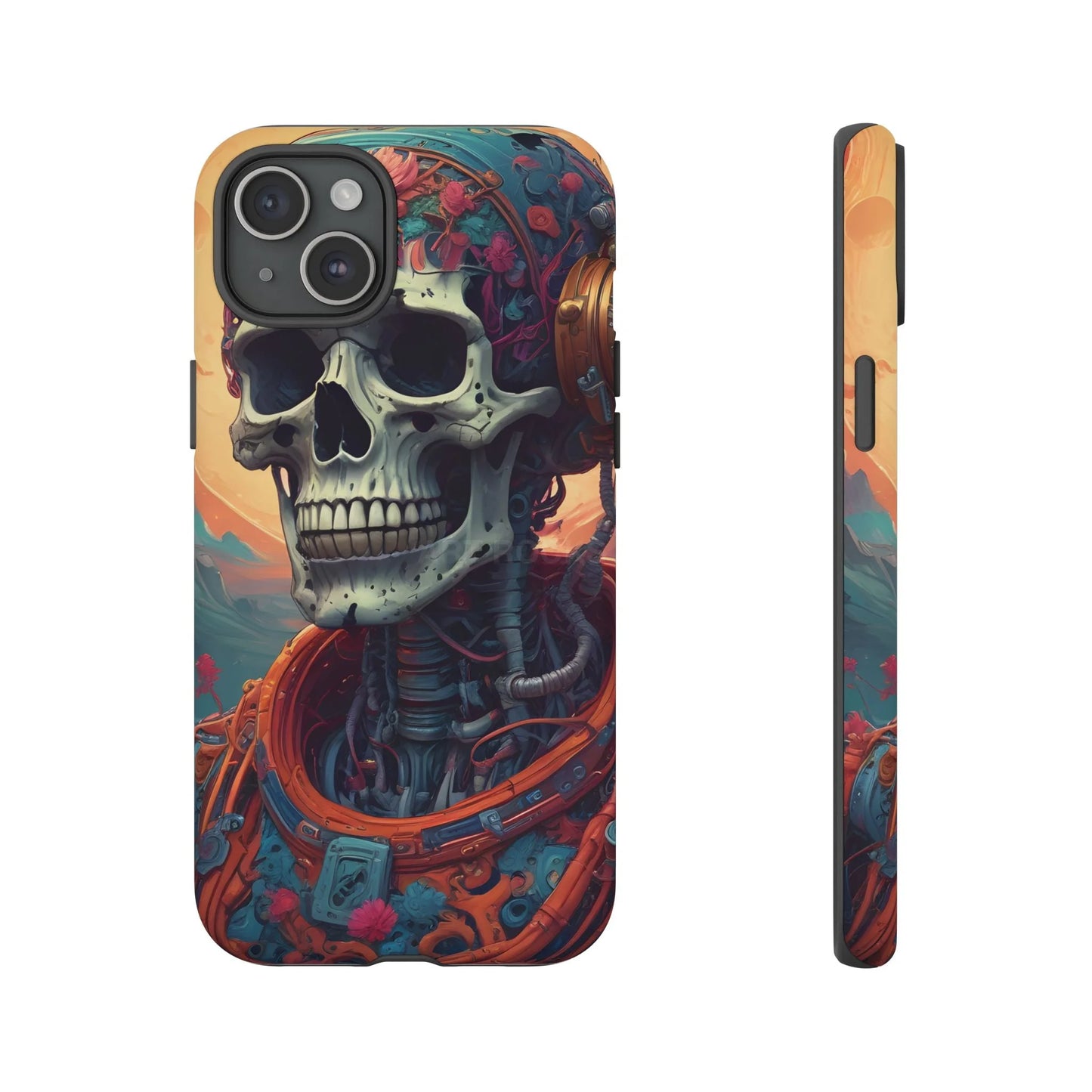 Tough Cases: Artistic Skull Phone Case Unique Design Cover Gothic Aesthetic Gift for Halloween Trendy Accessories
