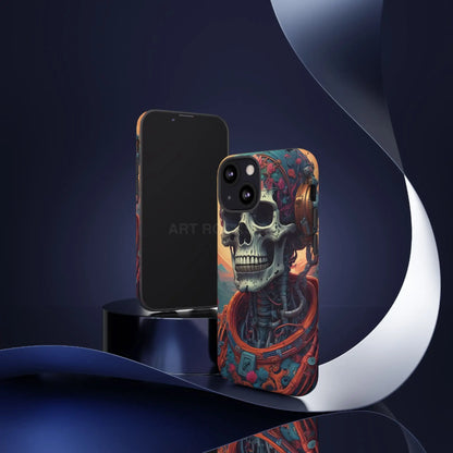 Tough Cases: Artistic Skull Phone Case Unique Design Cover Gothic Aesthetic Gift for Halloween Trendy Accessories