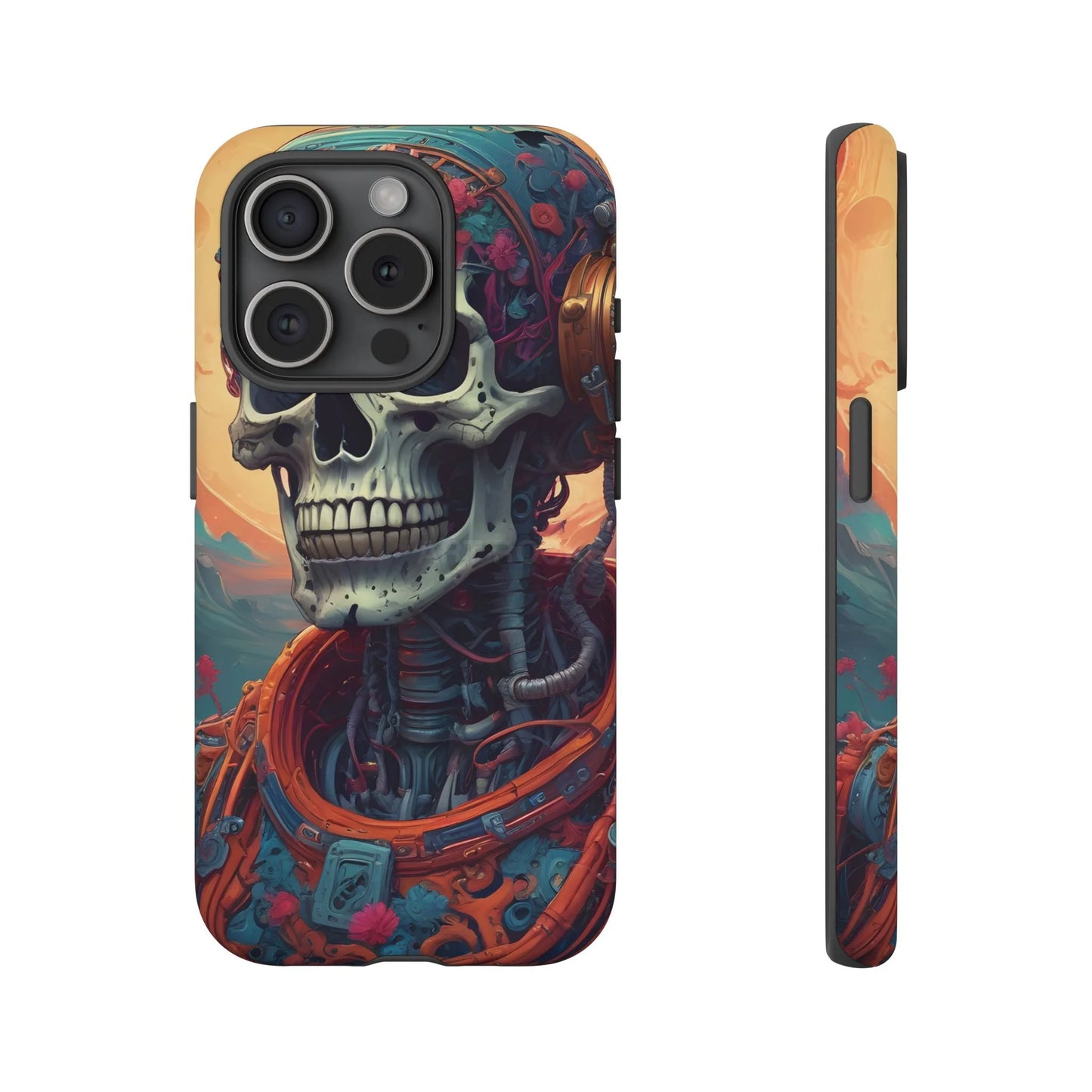 Tough Cases: Artistic Skull Phone Case Unique Design Cover Gothic Aesthetic Gift for Halloween Trendy Accessories