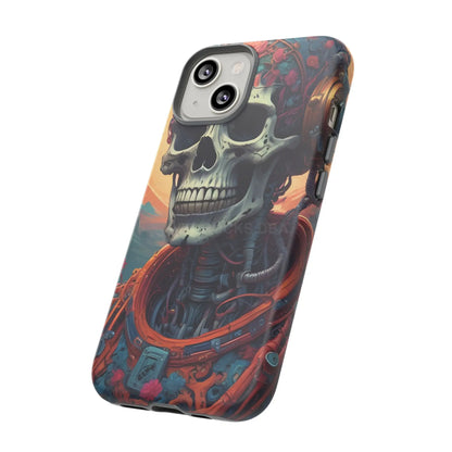 Tough Cases: Artistic Skull Phone Case Unique Design Cover Gothic Aesthetic Gift for Halloween Trendy Accessories