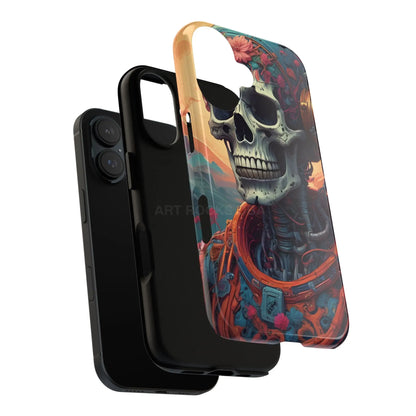 Tough Cases: Artistic Skull Phone Case Unique Design Cover Gothic Aesthetic Gift for Halloween Trendy Accessories
